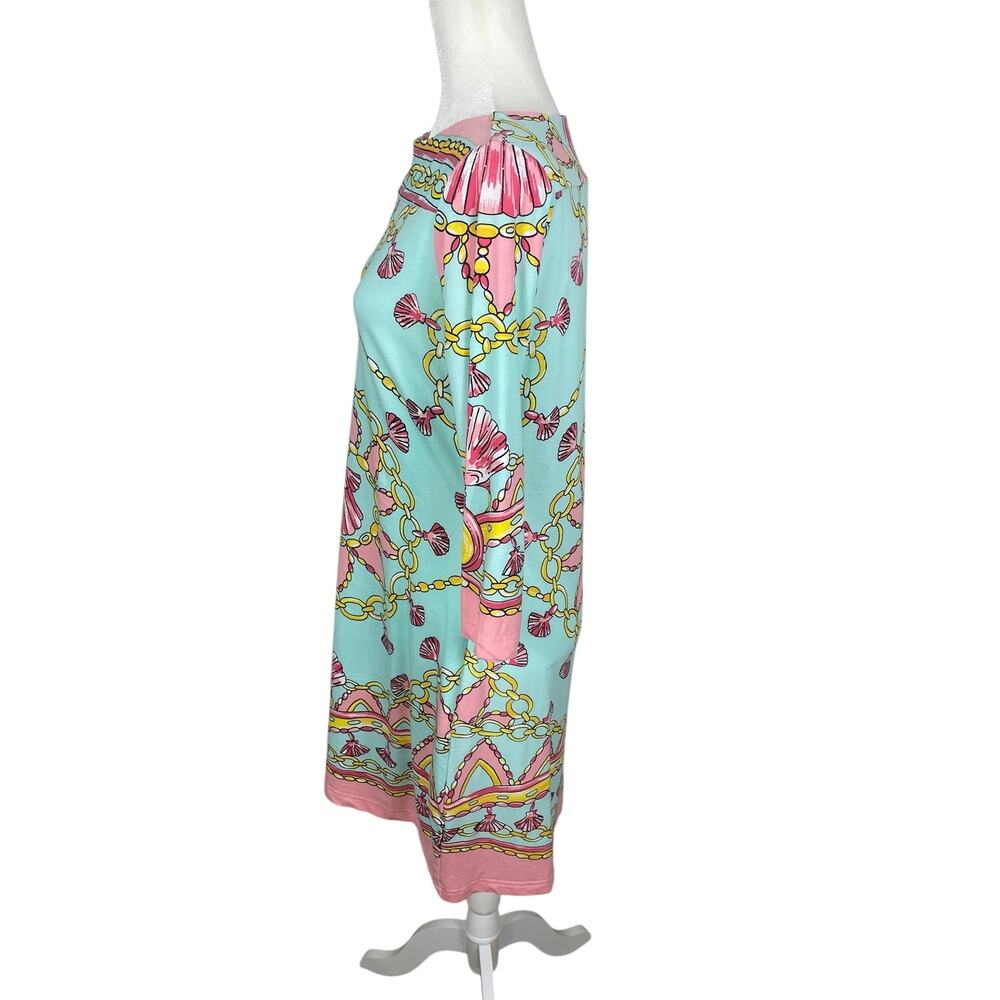 Barbara Gerwit Printed Dress Shells Chains Resort Wear Coastal Women's Sz Medium - Picture 6 of 15